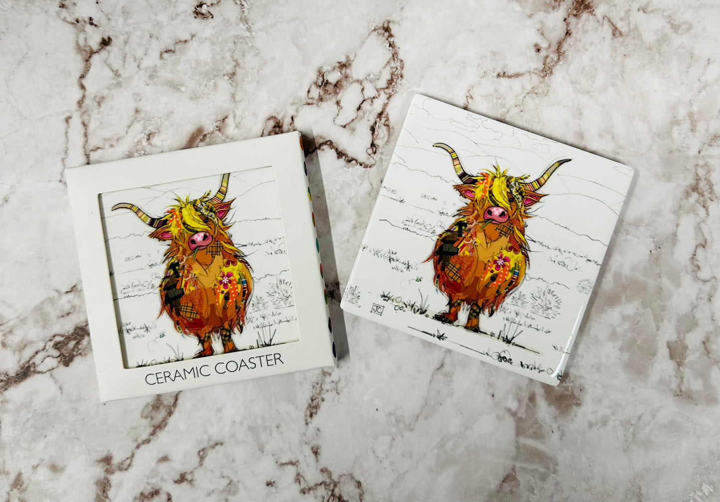 Highland Cow Ceramic Coaster