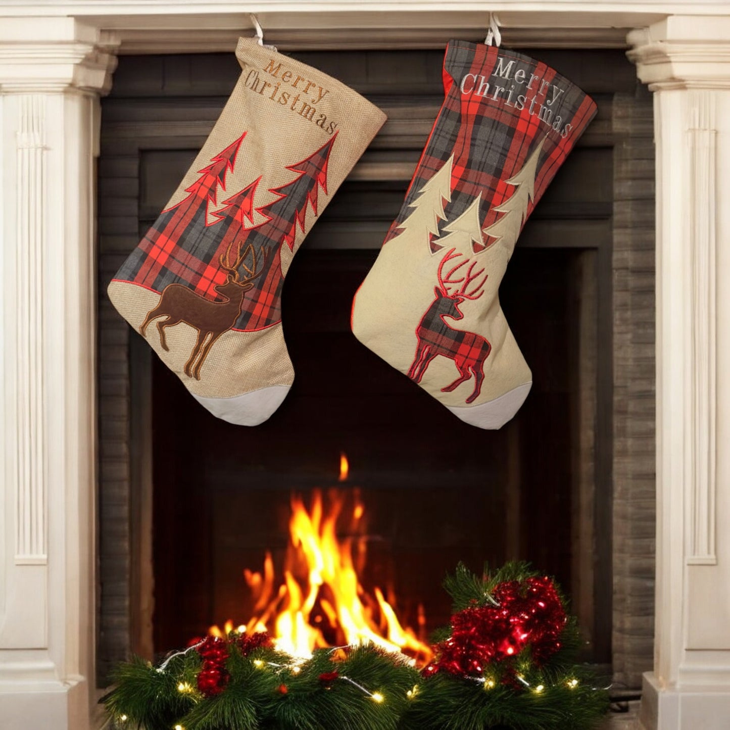 Tartan Stag Christmas Stockings