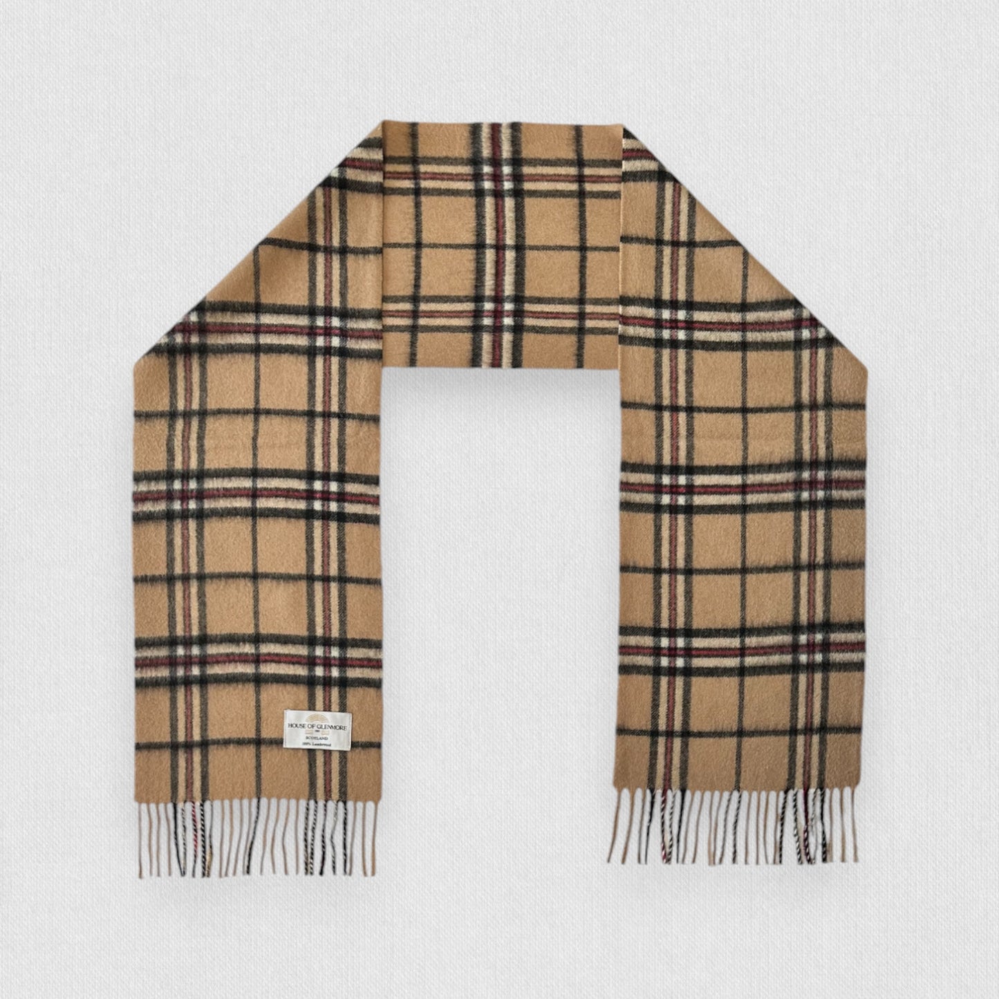 Camel Thomson - 100% Lambswool Tartan Scarf