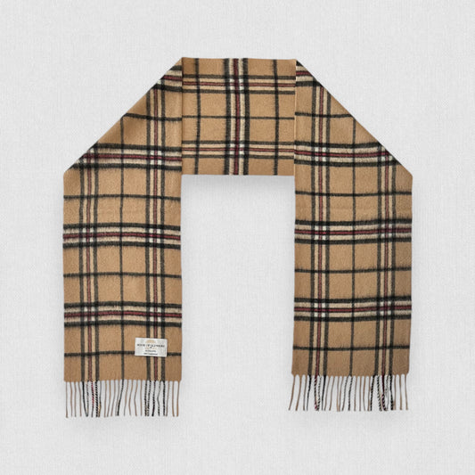 Camel Thomson - 100% Lambswool Tartan Scarf